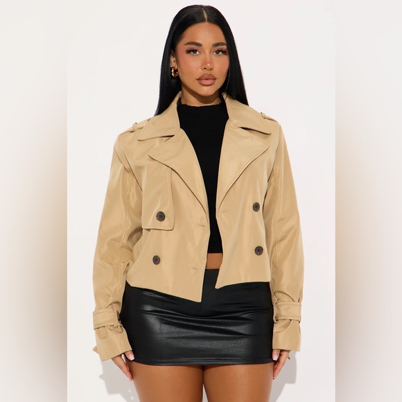 Fashion Nova Jackets & Blazers - Fashion Nova Come And Go Cropped Trench - Tan